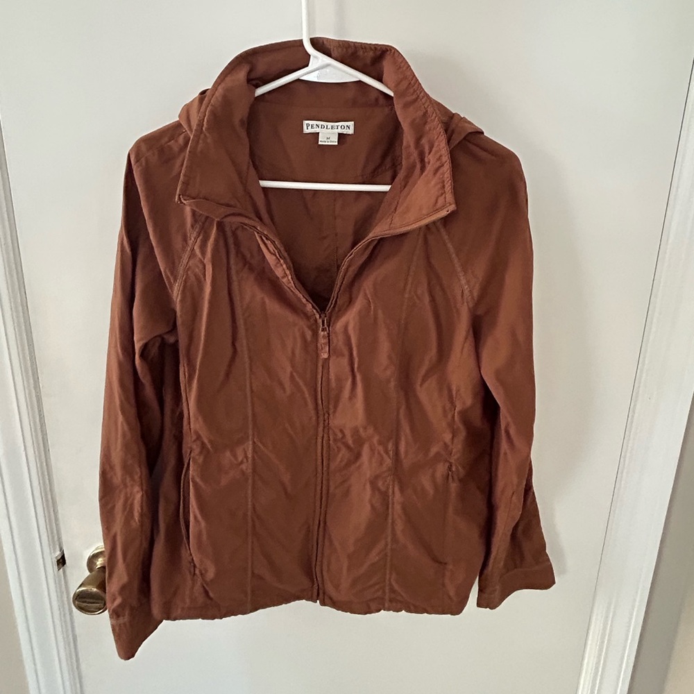 Pendleton Chocolate Brown Full Zip Windbreaker Wi… - image 6